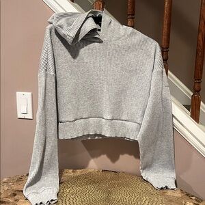 ALO Yoga Muse Heather Gray Ribbed Hoodie